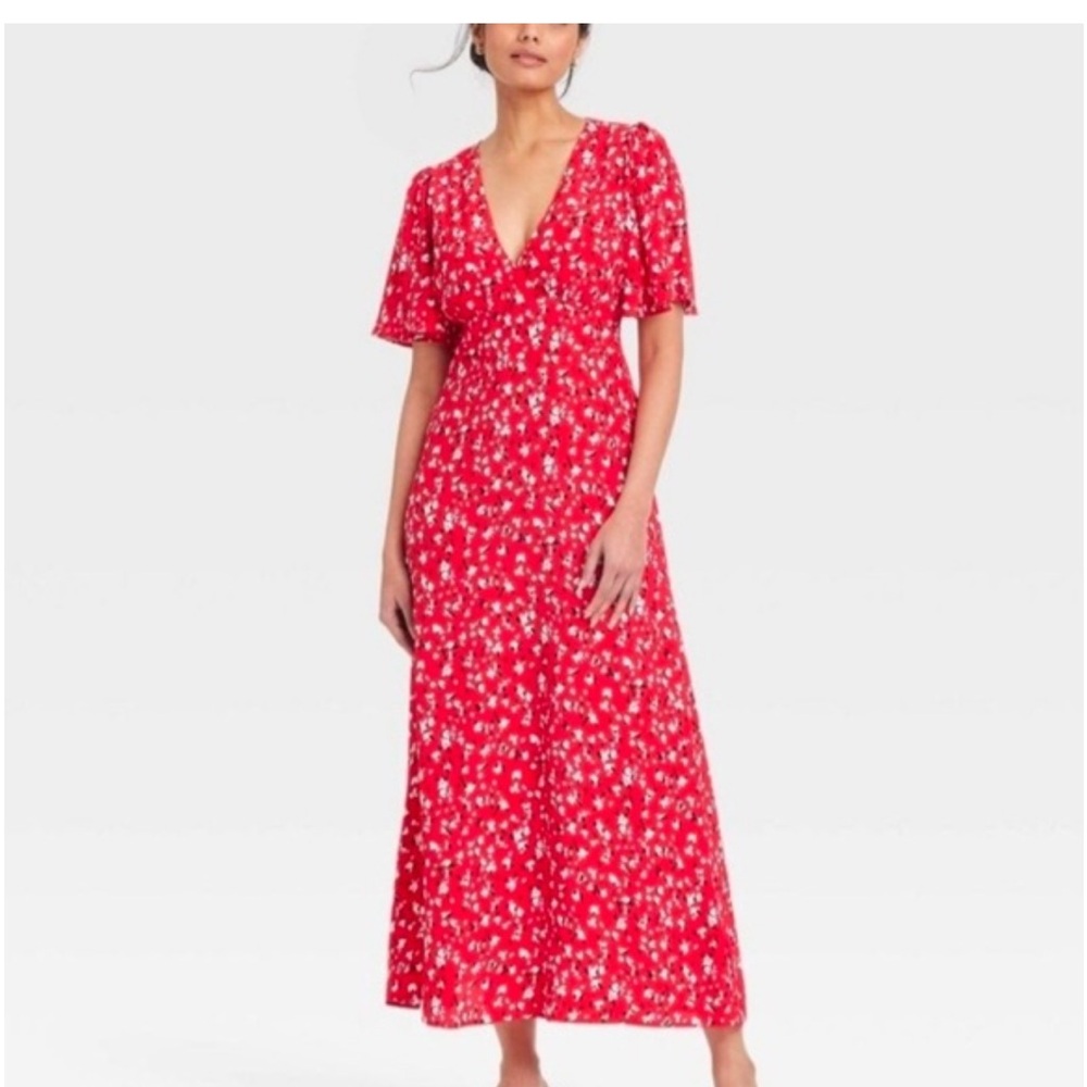 A New Day Red Floral Maxi Dress